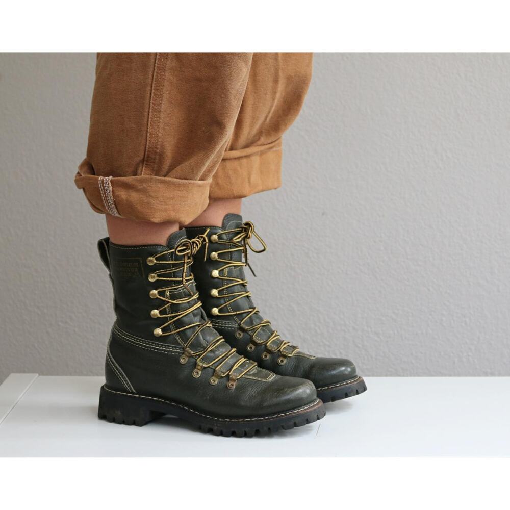 1960's Vintage Herman Survivor Leather Work Boots Women's Size 6 to 6-1/2 (6.5)